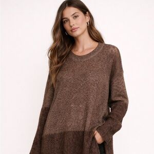 Pas de Calais Alpaca Blend Open Knit Sweater Brown Oversized Size 36 | Small